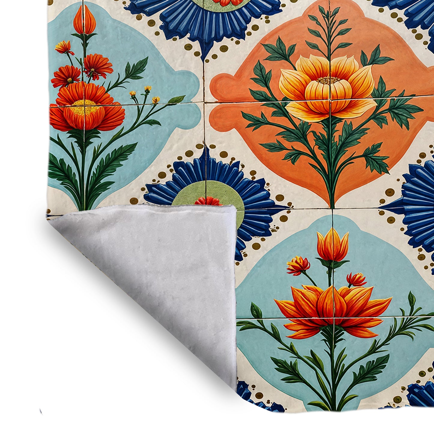 Floral Tiled Stamp Bed Throw