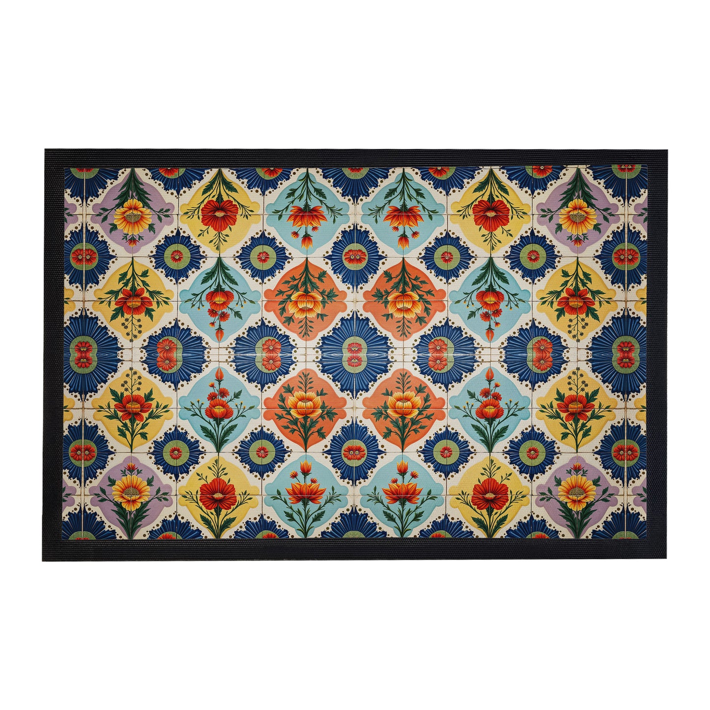 Floral Tiled Stamp Door Mat
