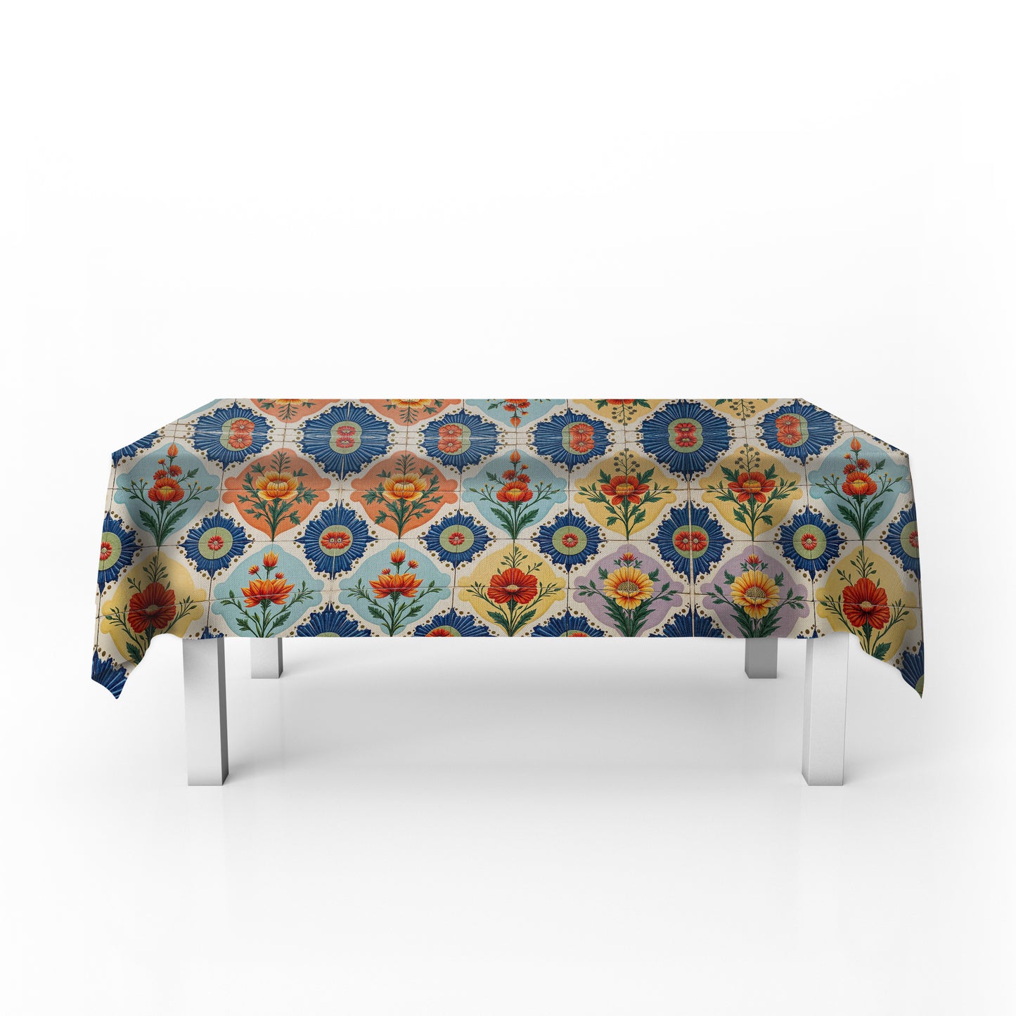 Floral Tiled Stamp Rectangle Tablecloth