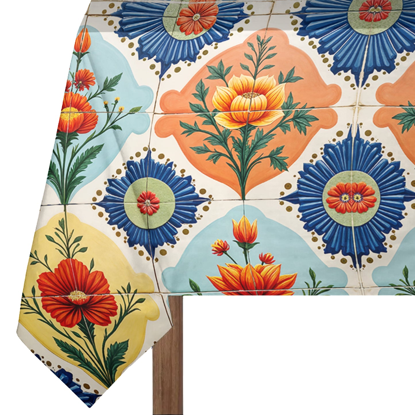 Floral Tiled Stamp Rectangle Tablecloth
