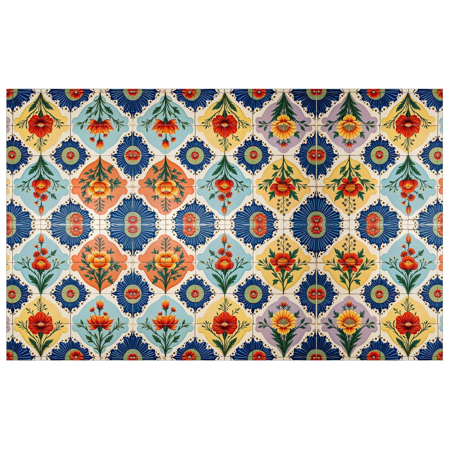 Floral Tiled Stamp Rectangle Tablecloth
