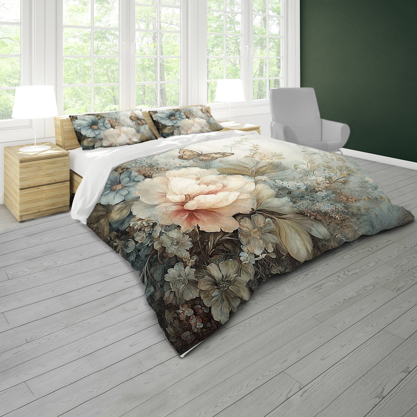 Floral & Butterfly Wings Duvet Cover Set by Mark van Vuuren