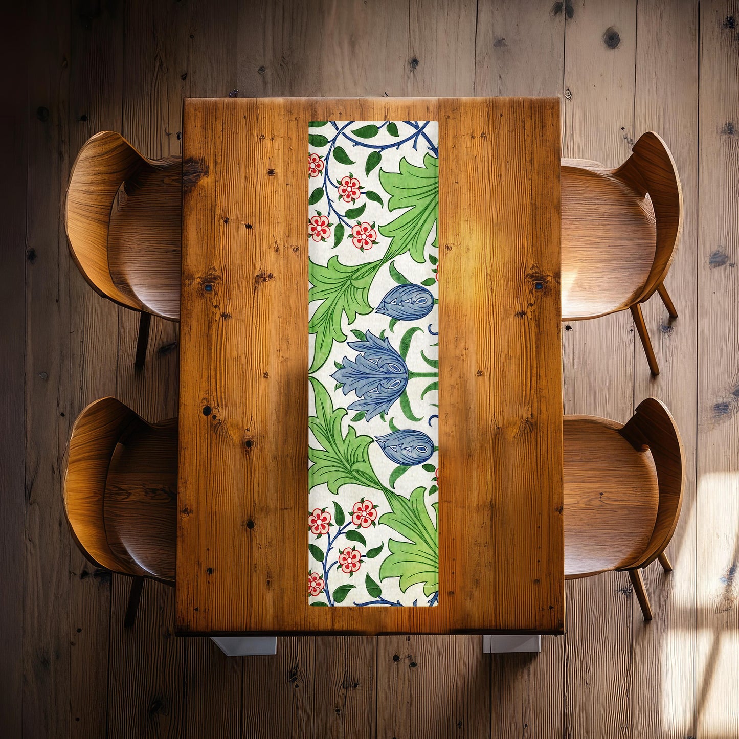 Painted Floral on Lime Stone 160cm Table Runner