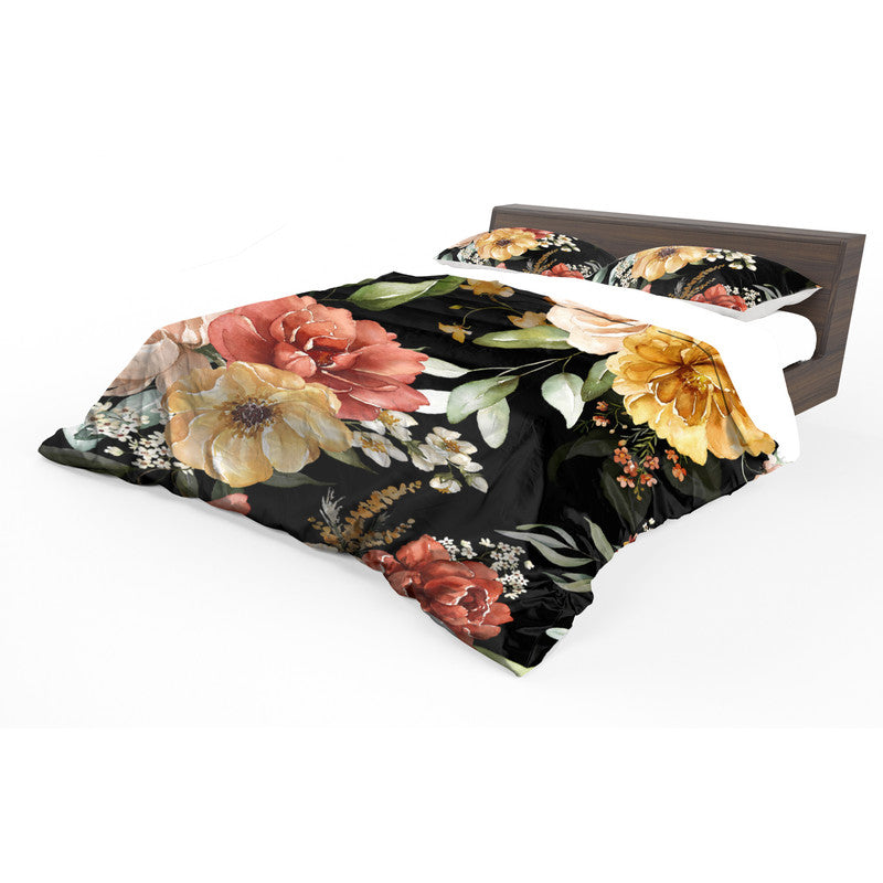 Flowers On Black Duvet Cover Set by Mark van Vuuren