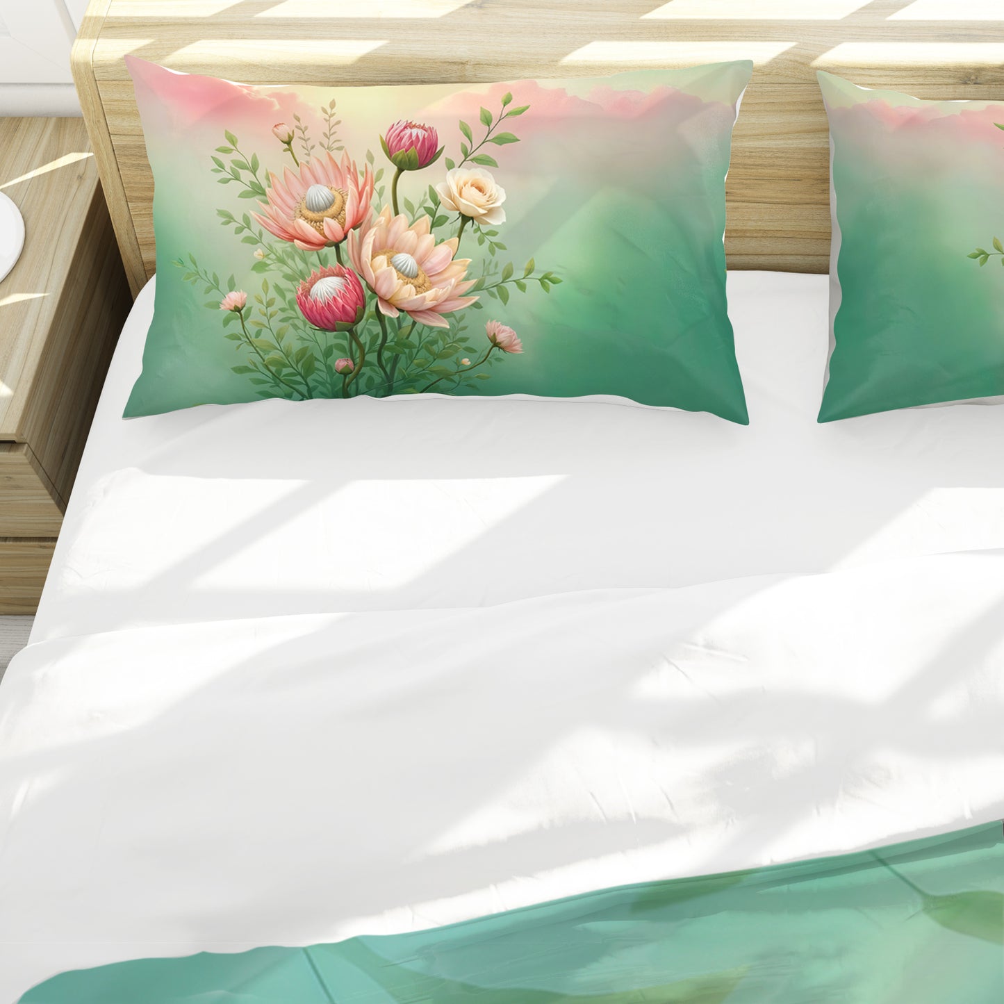 Flowers & Mint Duvet Cover Set