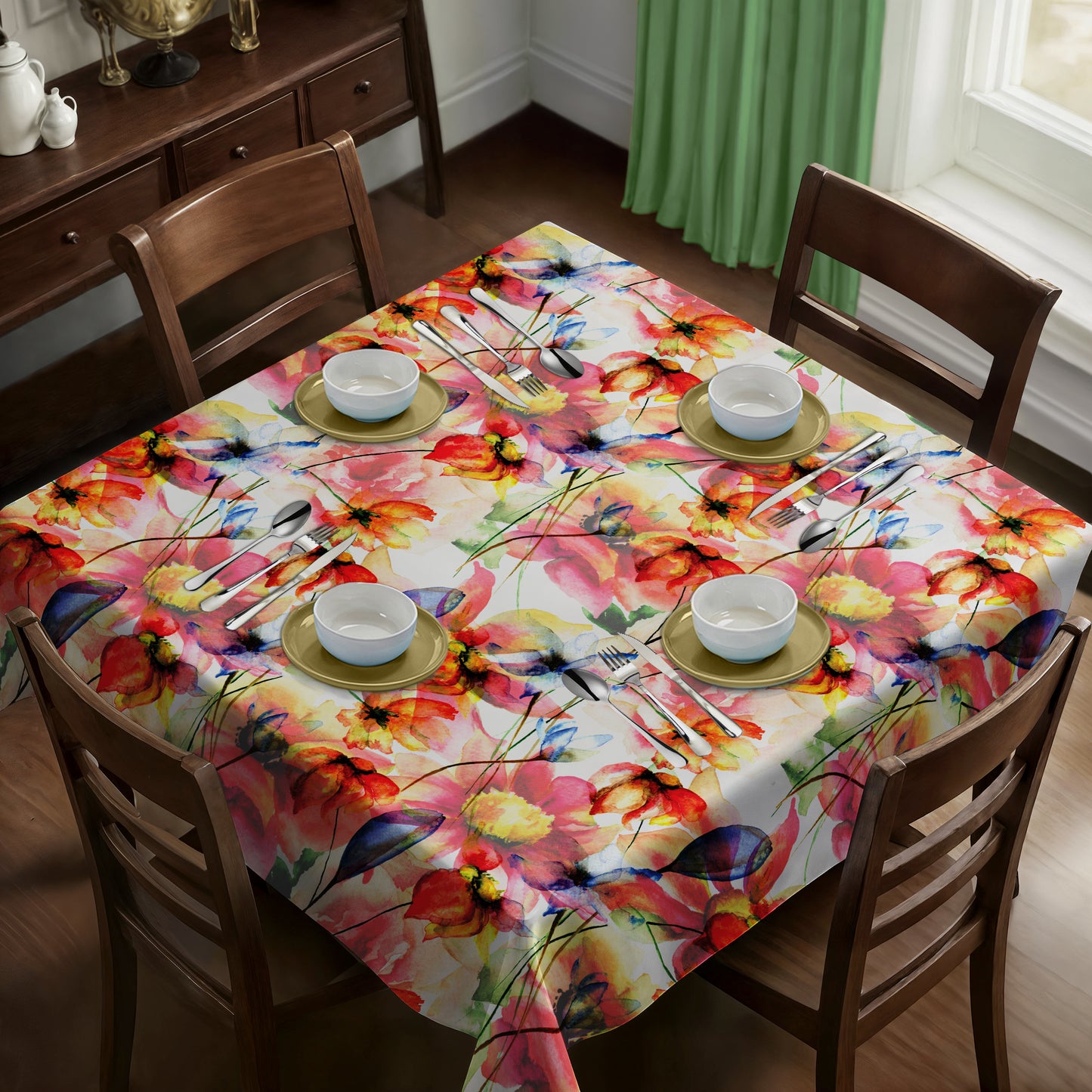 Flowers and Shadows Square Tablecloth