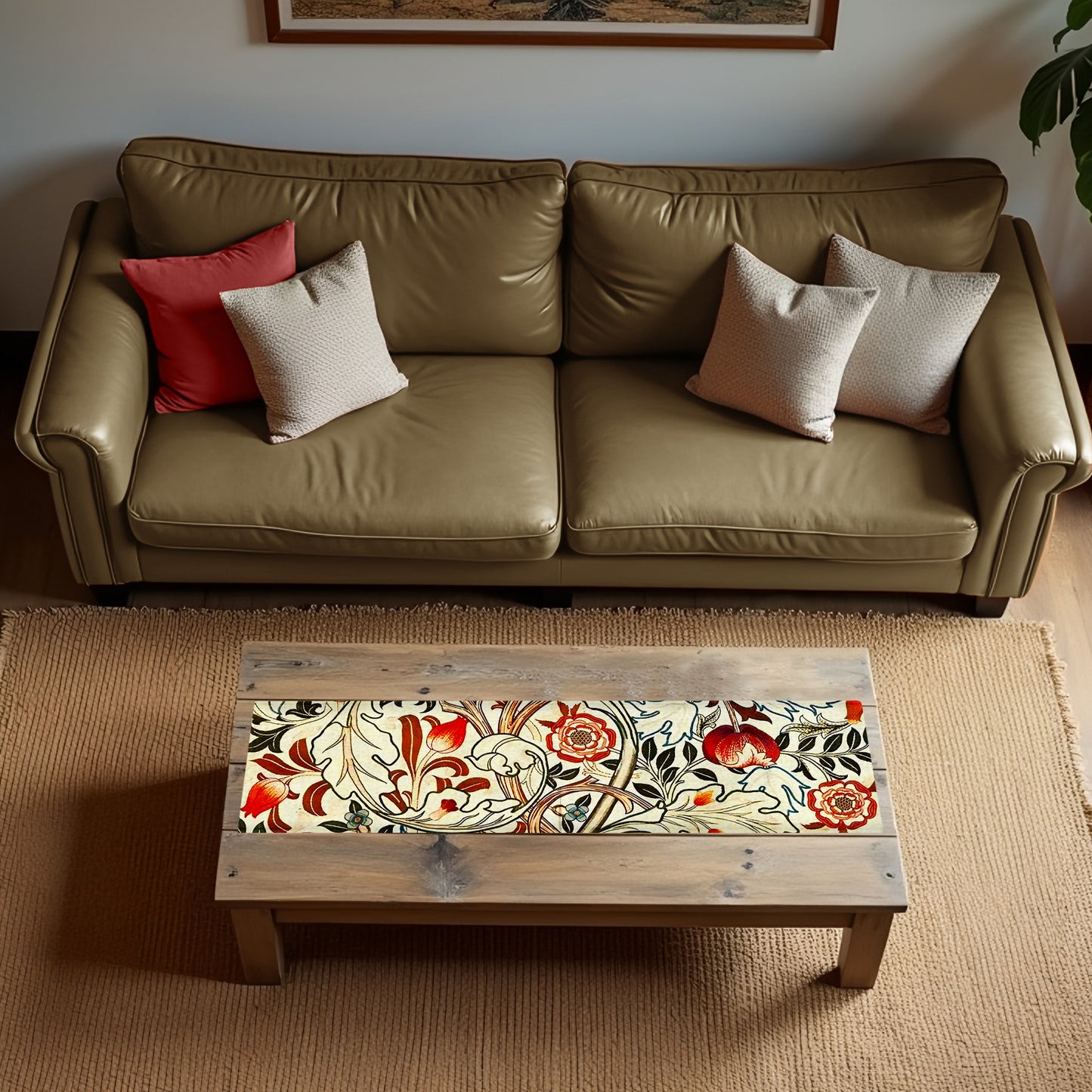 Flowers on Beige 160cm Table Runner