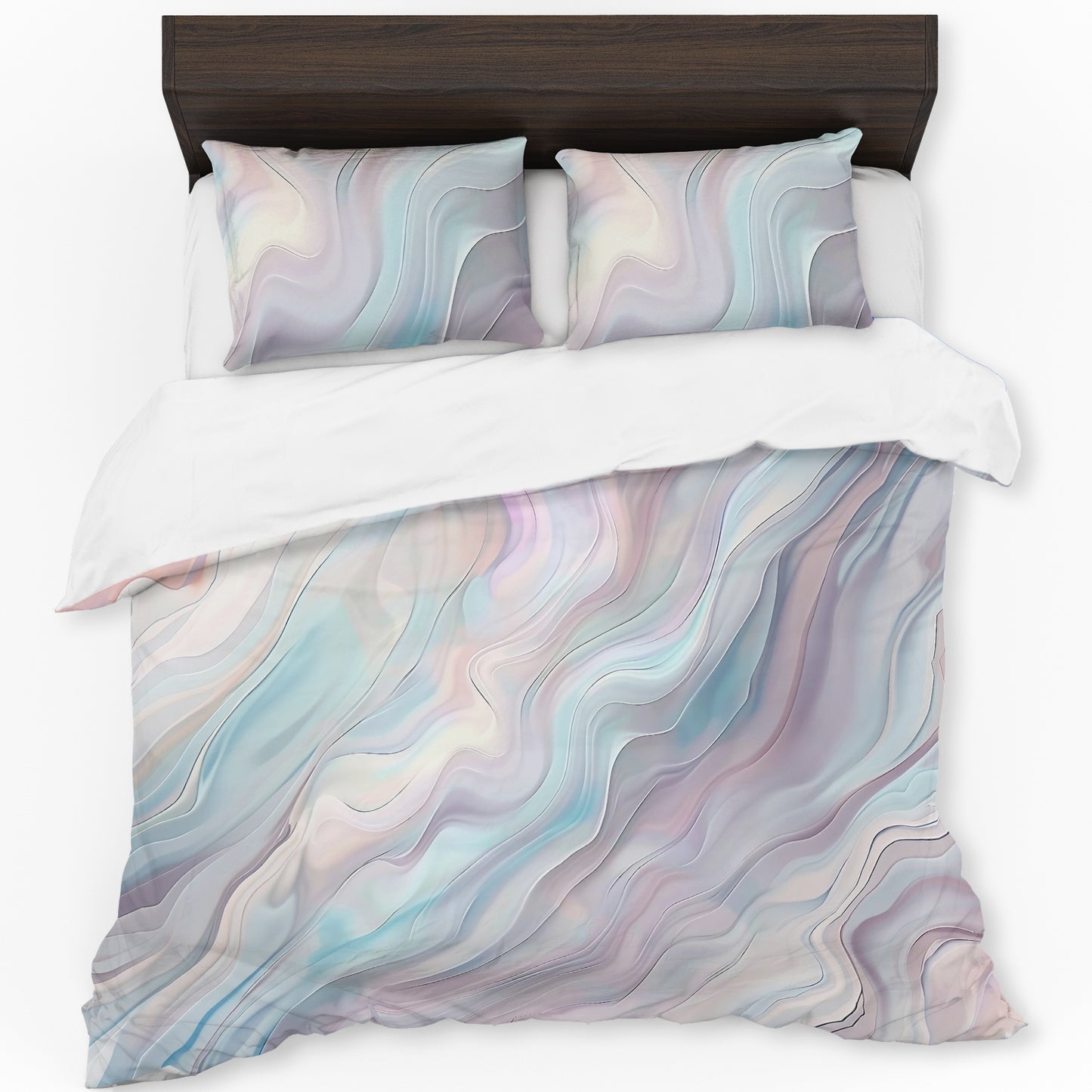 Flowing Blues and Grey Duvet Cover Set