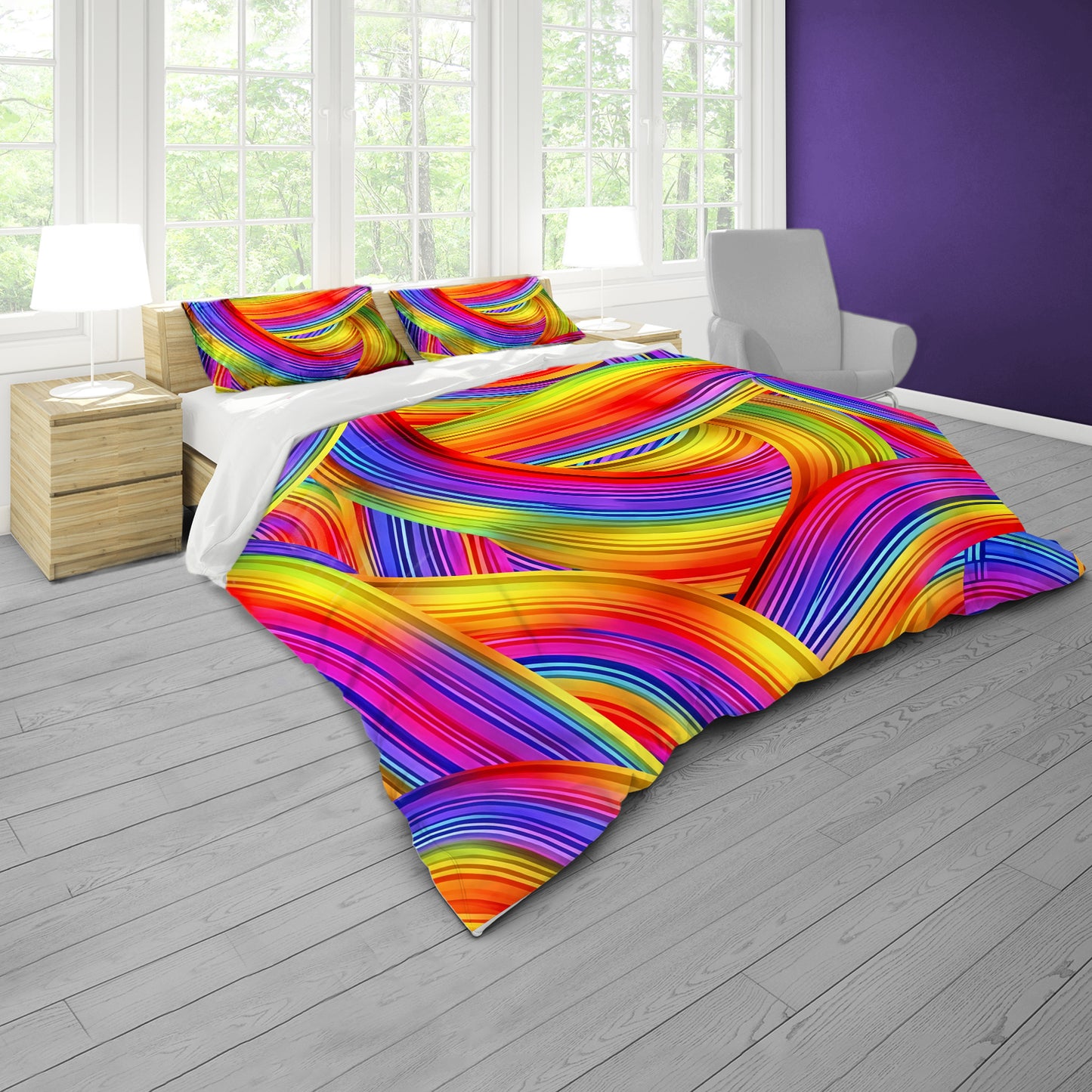 Flowing Cascade of Hues Duvet Cover Set