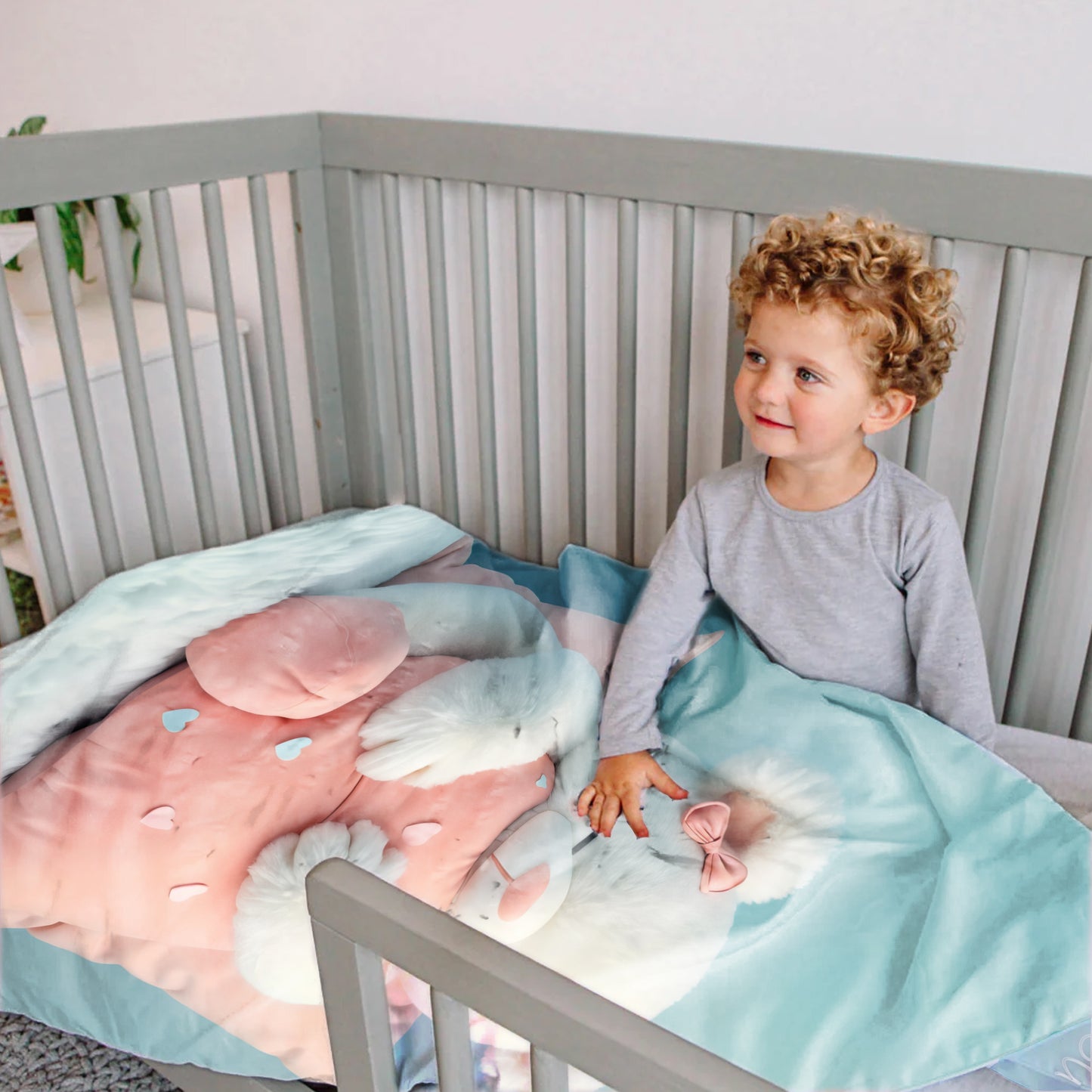 Fluffy Polar Teddy Cot Set