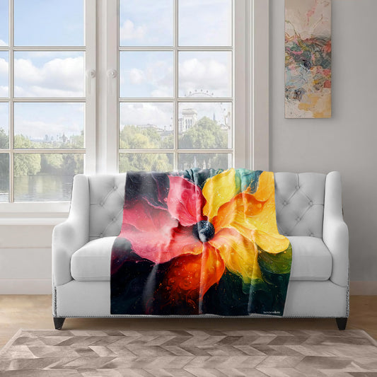 Fluid Florals Light Weight Fleece Blanket by Wikus Schalkwyk