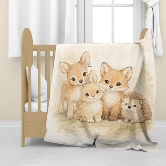 Forest Friends Group Baby Fleece Blanket by Nathan Pieterse