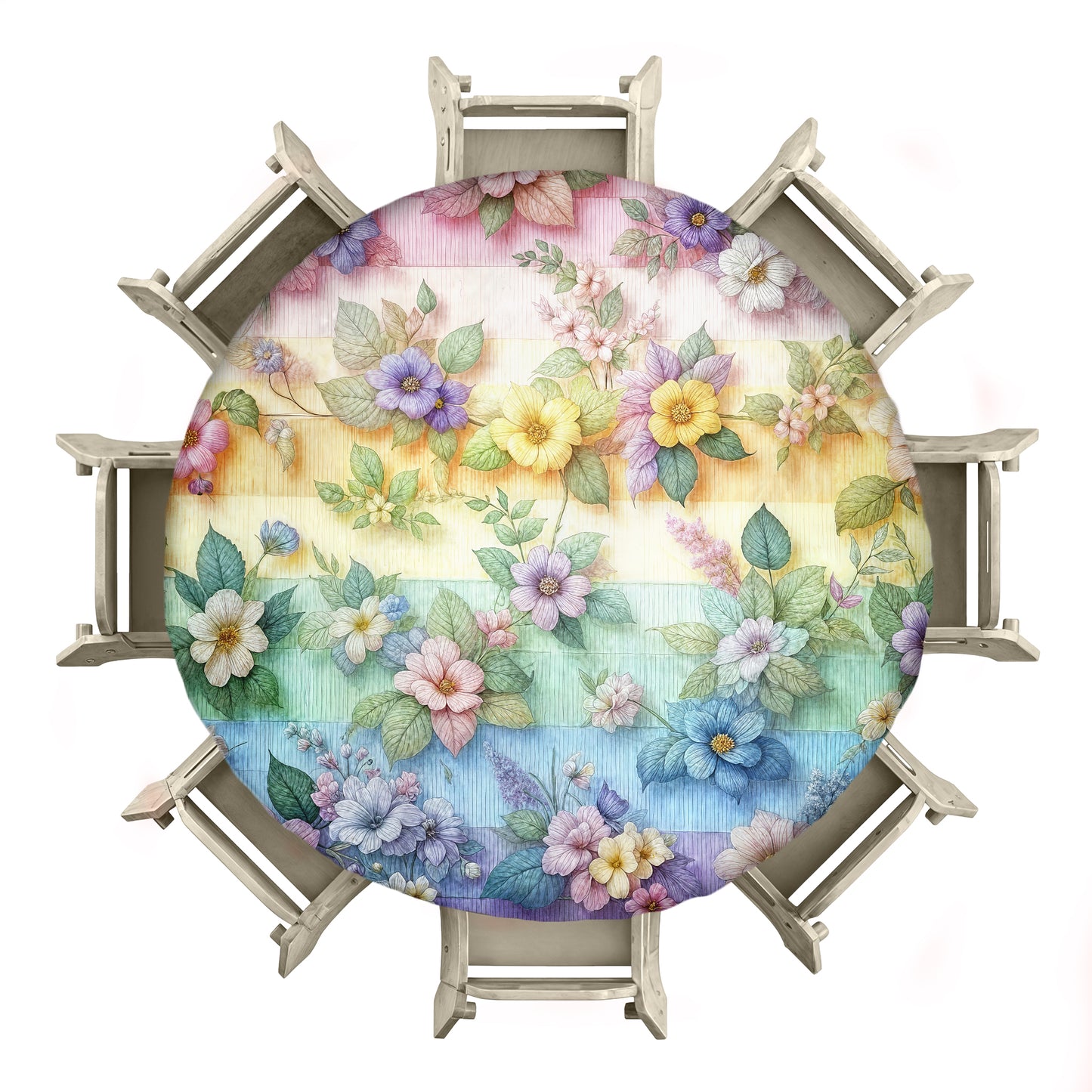 Forget me Not on Rainbow Colours 2,3m Round Tablecloth