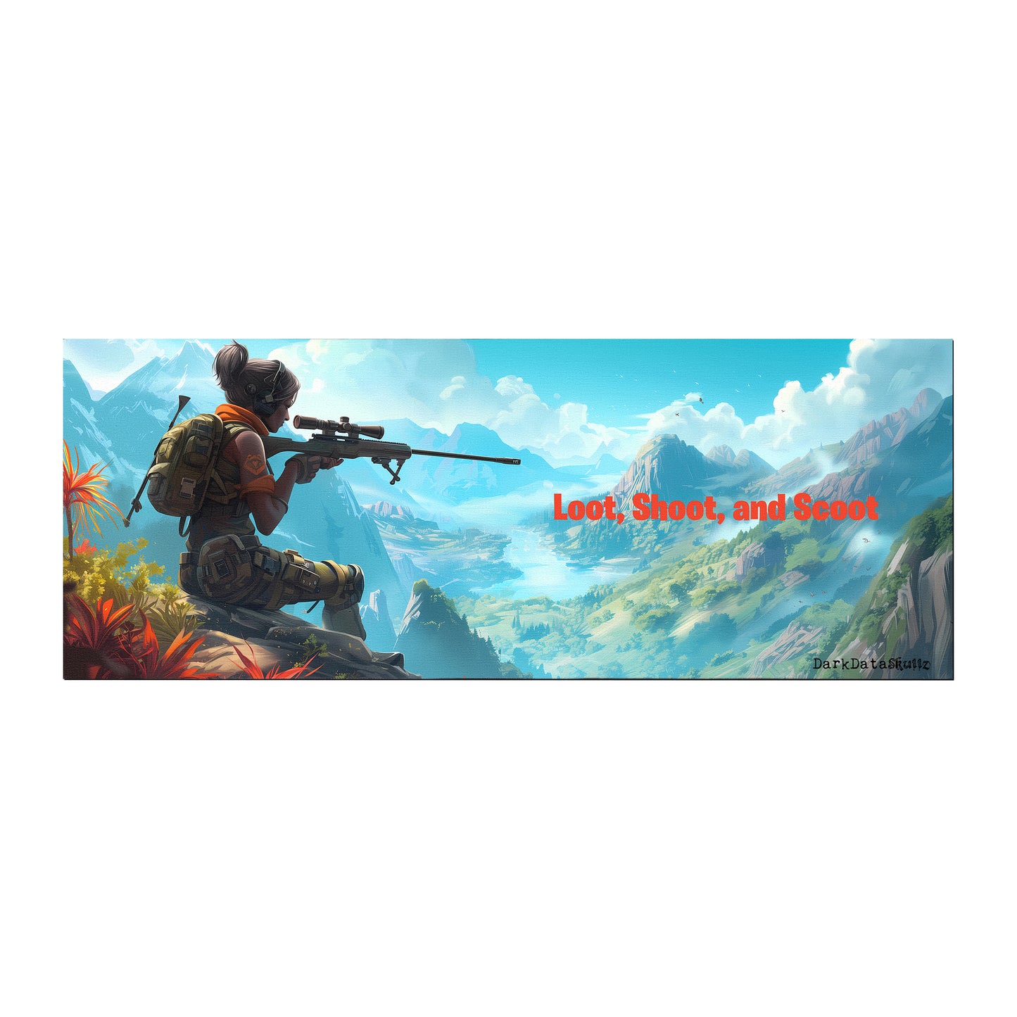 Fortnite Loot, Shoot and Scoot by Wikus Schalkwyk Large Desk Pad