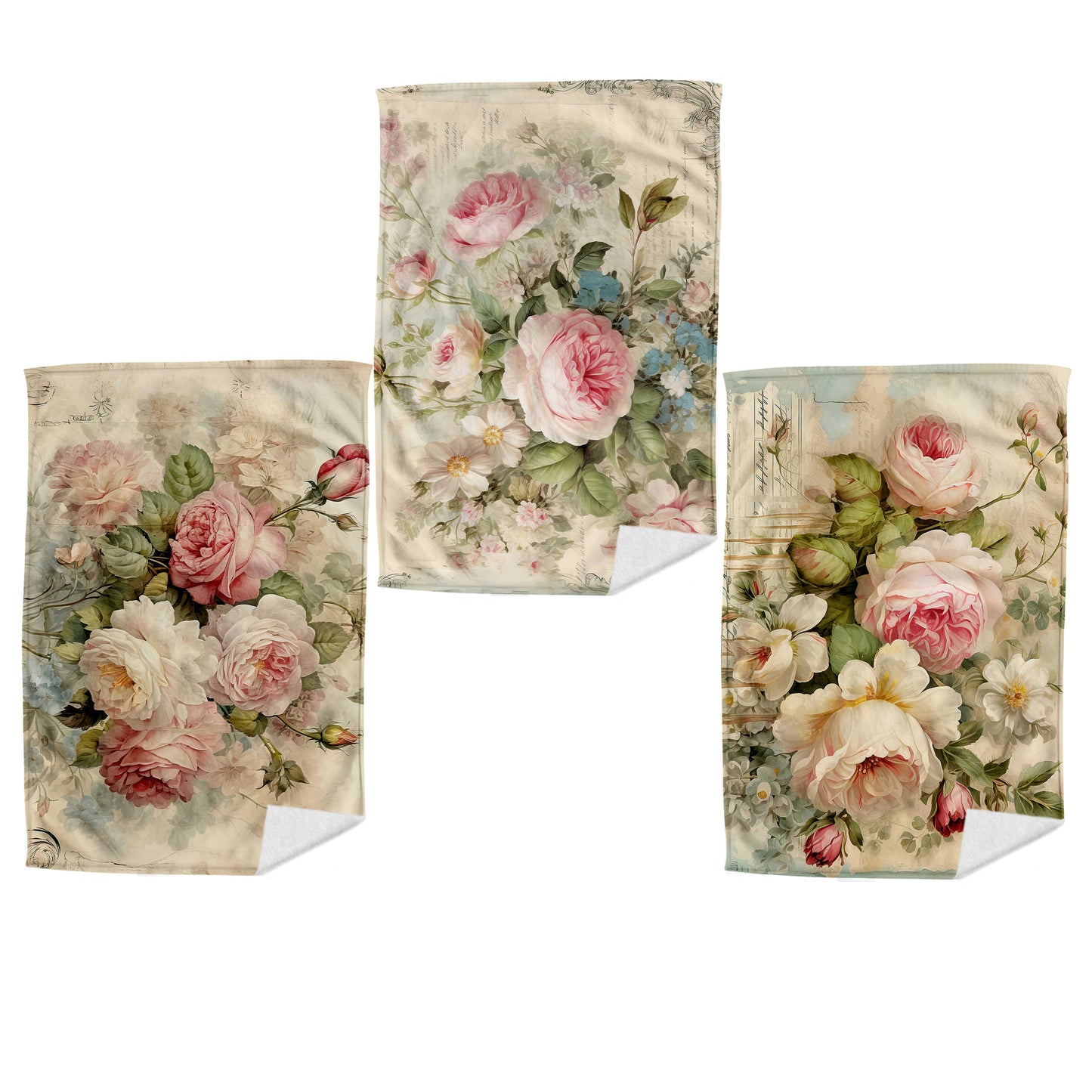 French Rose Dish Cloth (Set of 3)