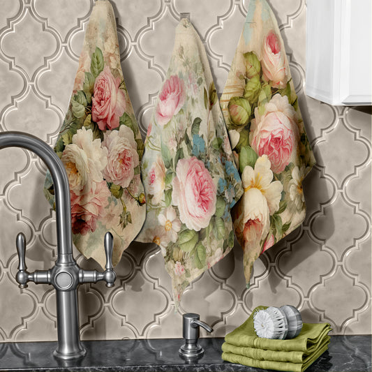 French Rose Dish Cloth (Set of 3)
