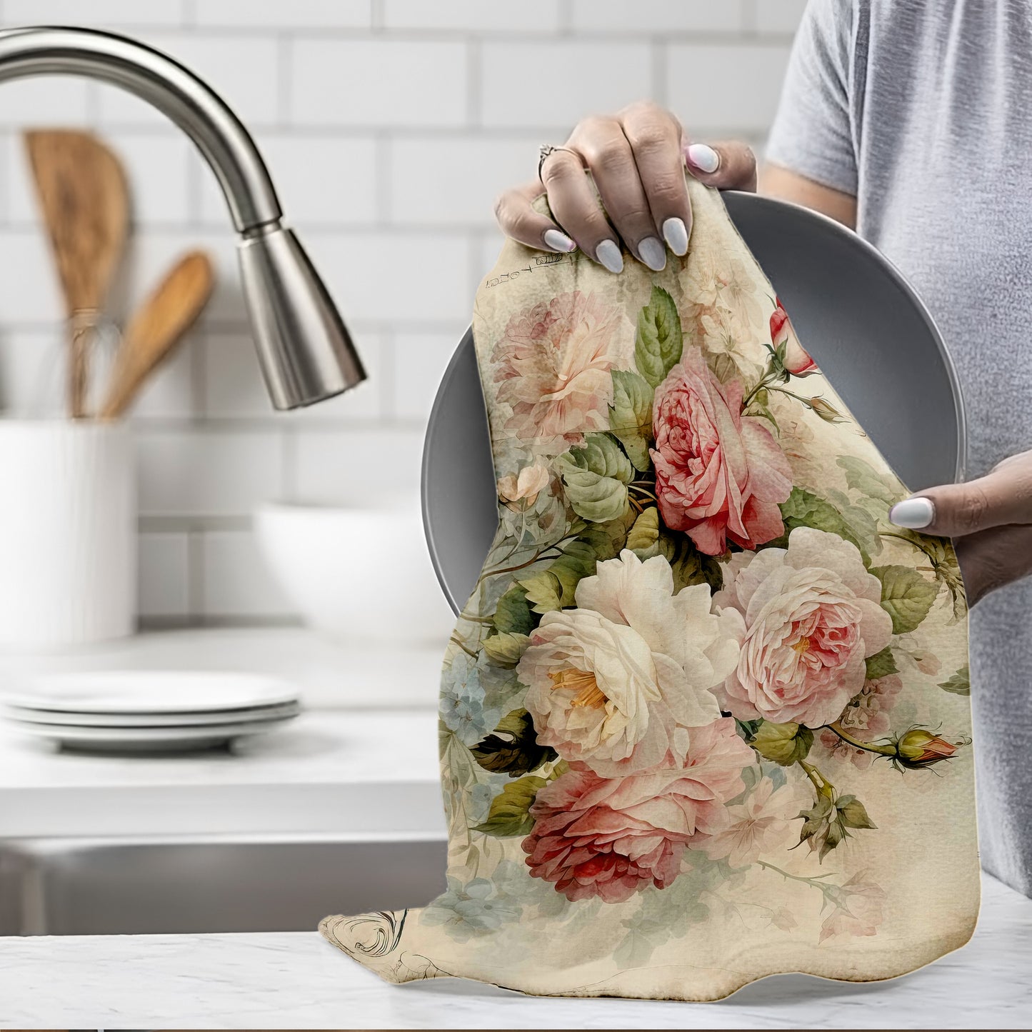 French Rose Dish Cloth (Set of 3)