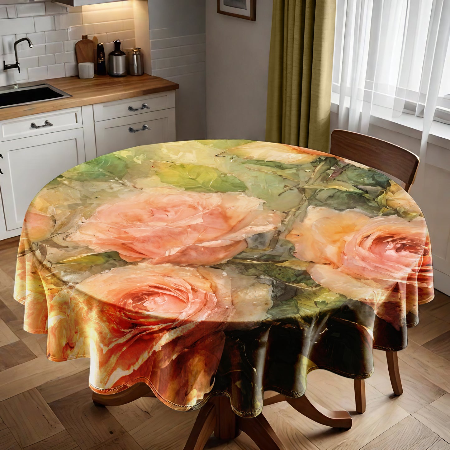 French Rose Round Tablecloth