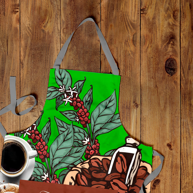 Fresh Coffee Green Medium Length Apron