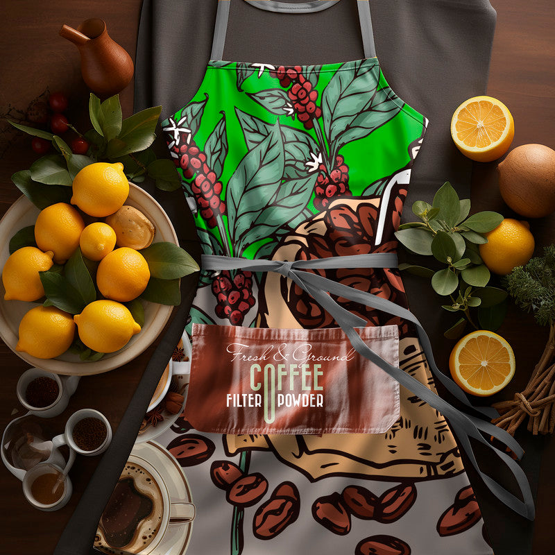 Fresh Coffee Green Medium Length Apron