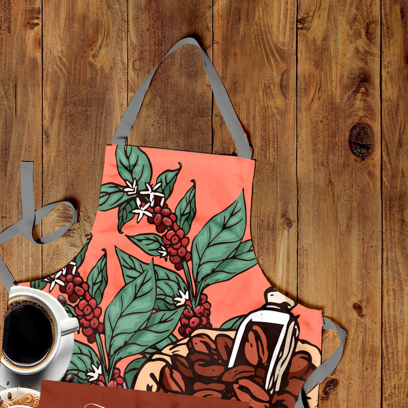 Fresh Coffee Pink Medium Length Apron