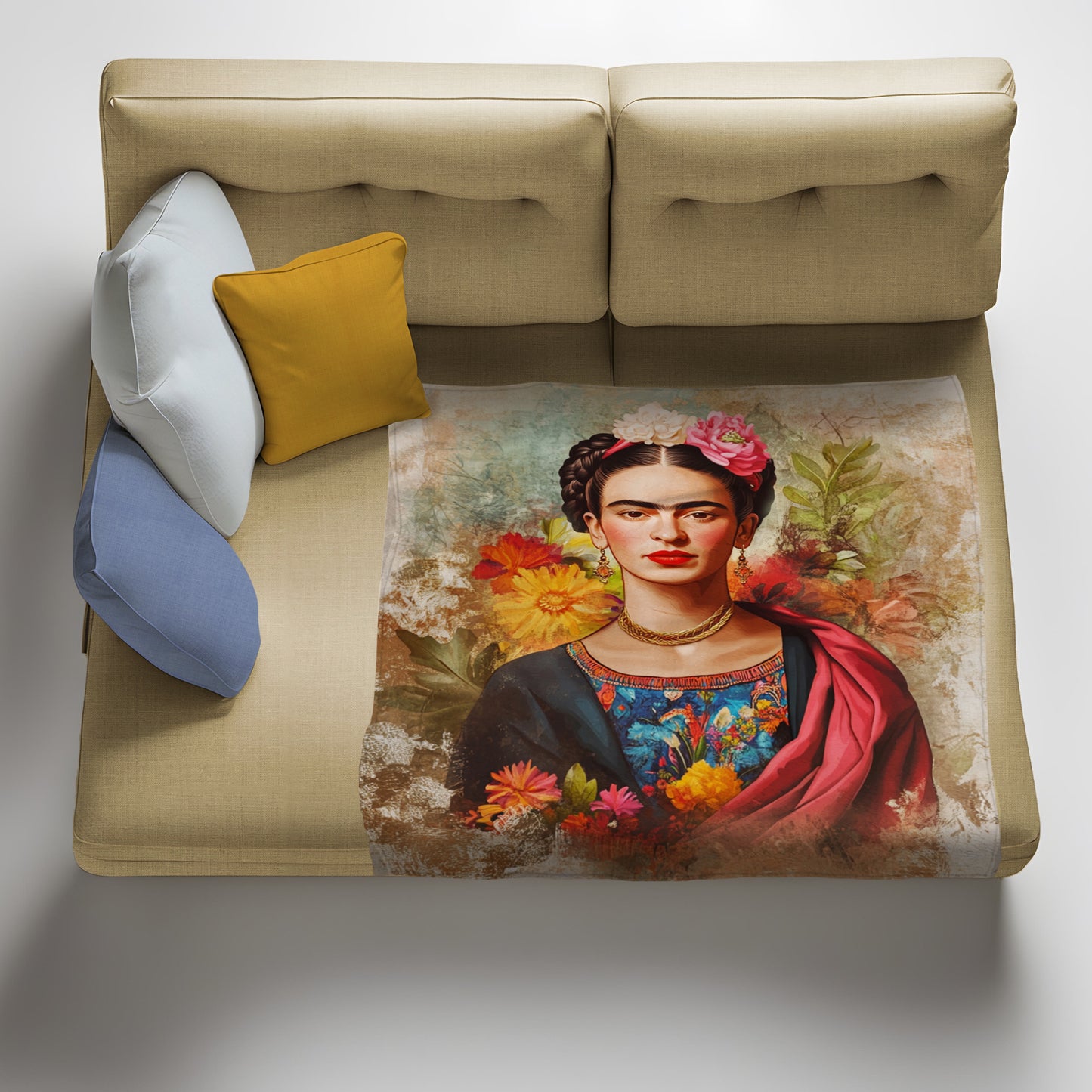 Frida Kahlo Hindi Light Weight Fleece Blanket by Mark van Vuuren