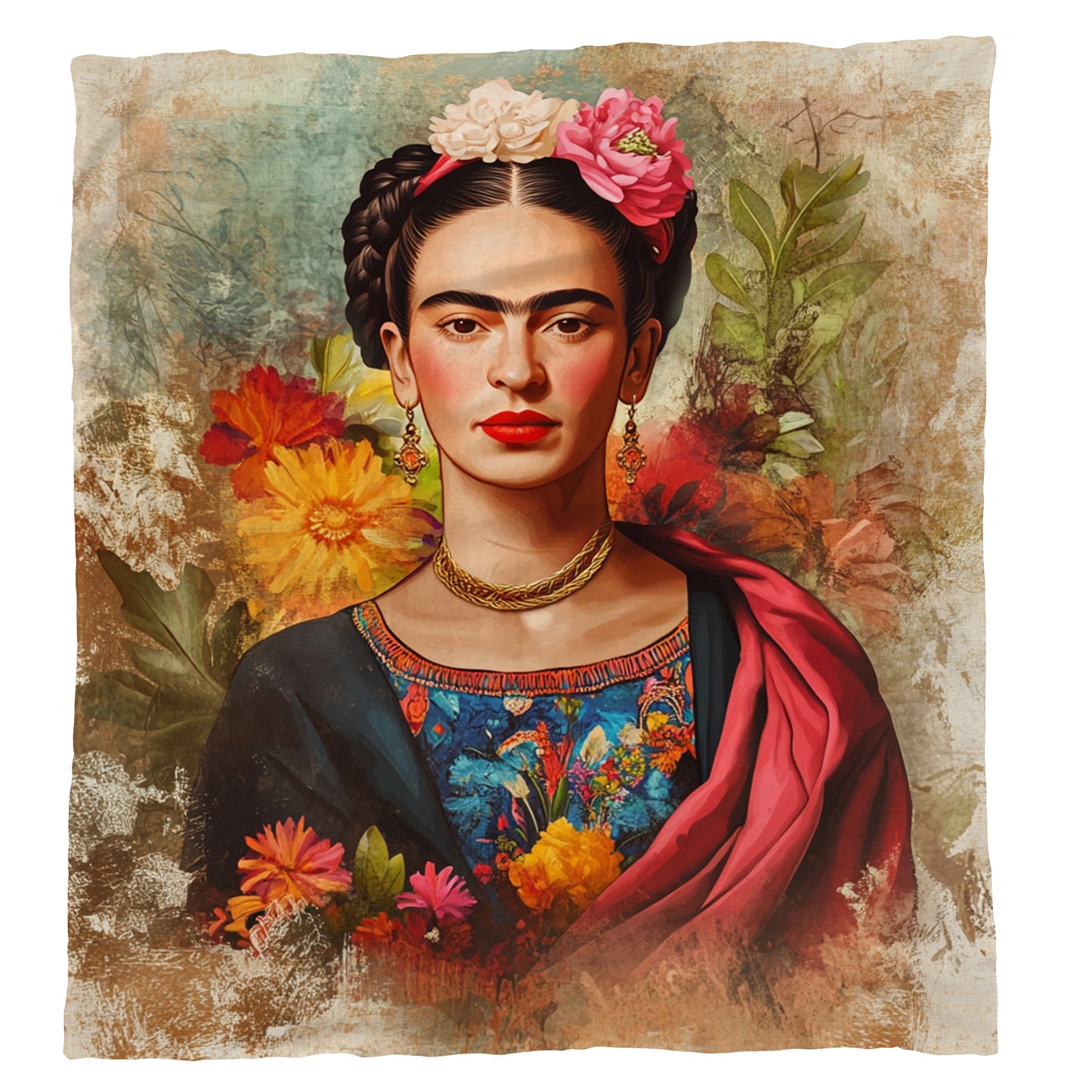 Frida Kahlo Hindi Light Weight Fleece Blanket by Mark van Vuuren