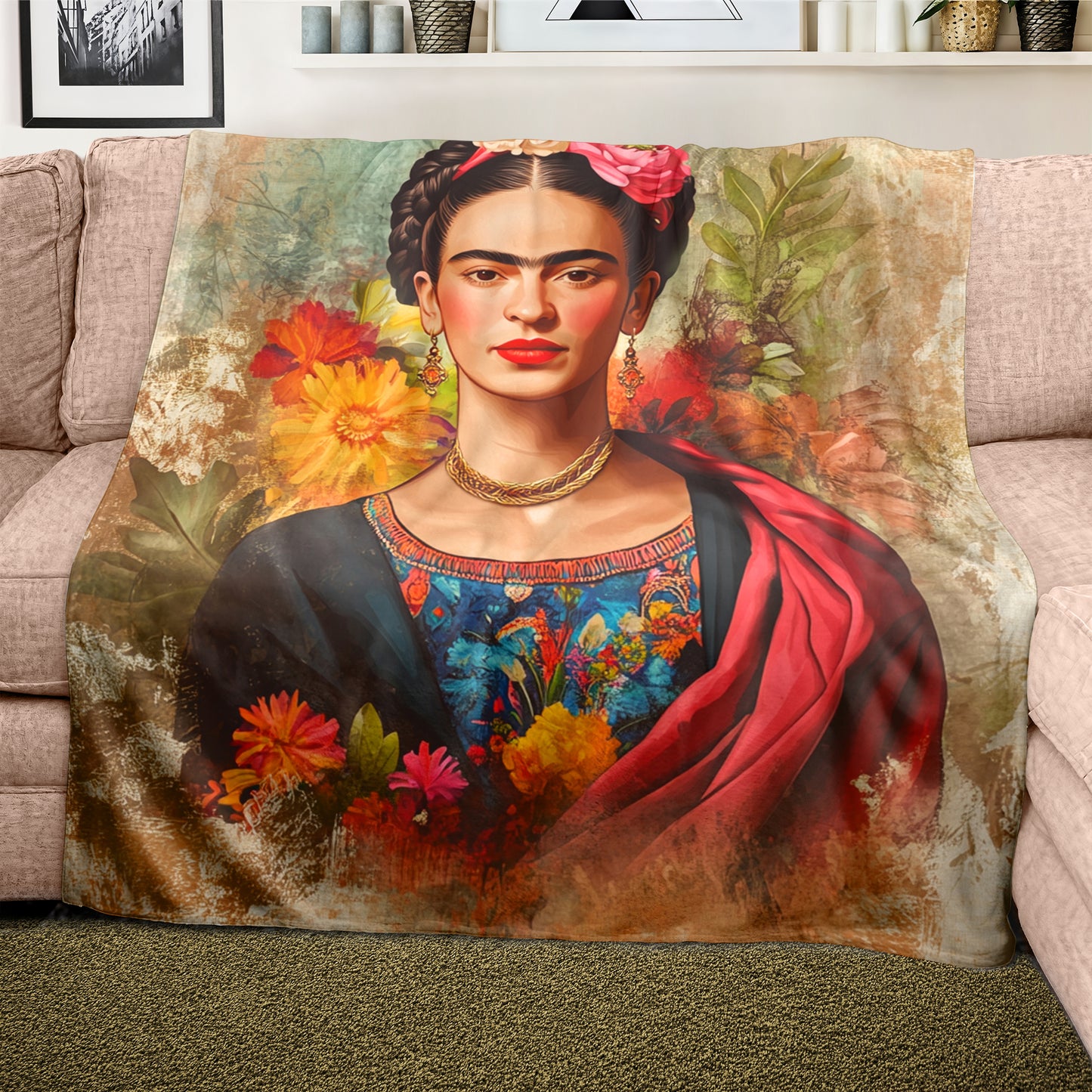 Frida Kahlo Hindi Light Weight Fleece Blanket by Mark van Vuuren