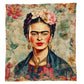 Frida Kahlo Vintage Floral Light Weight Fleece Blanket by Mark van Vuuren