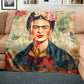 Frida Kahlo Vintage Floral Light Weight Fleece Blanket by Mark van Vuuren