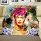 Frida Kahlo on Green Light Weight Fleece Blanket By Mark Van Vuuren