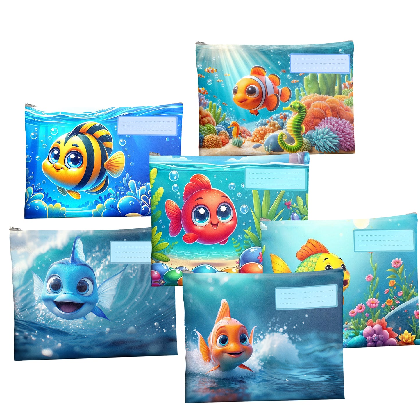 Friendly Fish Subject Savvy Book Bags Set of 6
