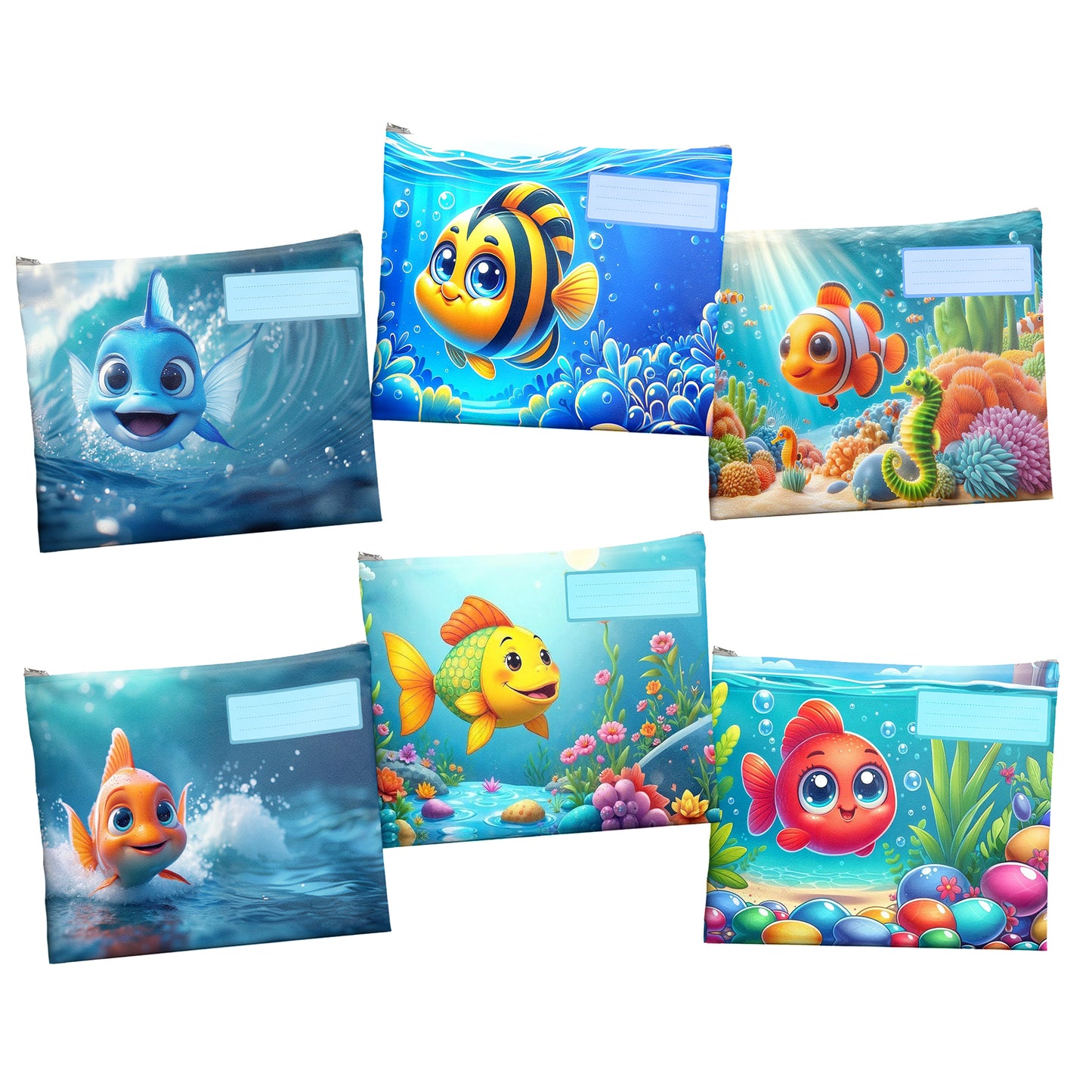 Friendly Fish Subject Savvy Book Bags Set of 6