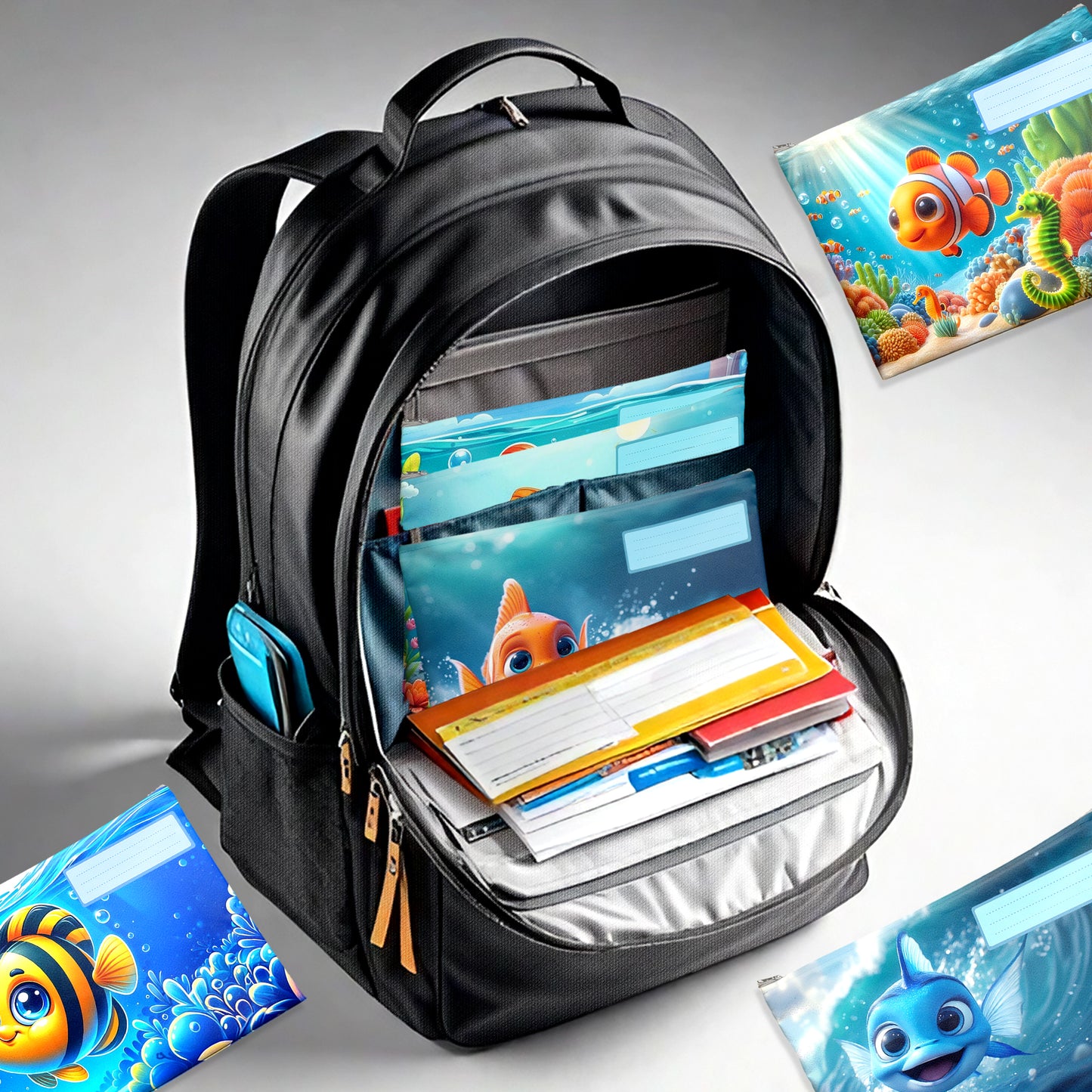 Friendly Fish Subject Savvy Book Bags Set of 6