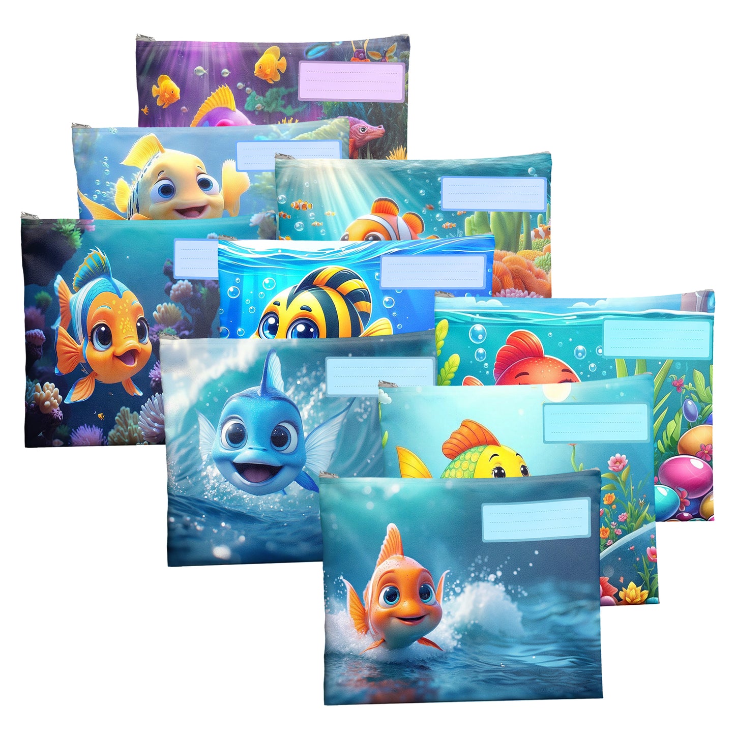 Friendly Fish Subject Savvy Book Bags Set of 9