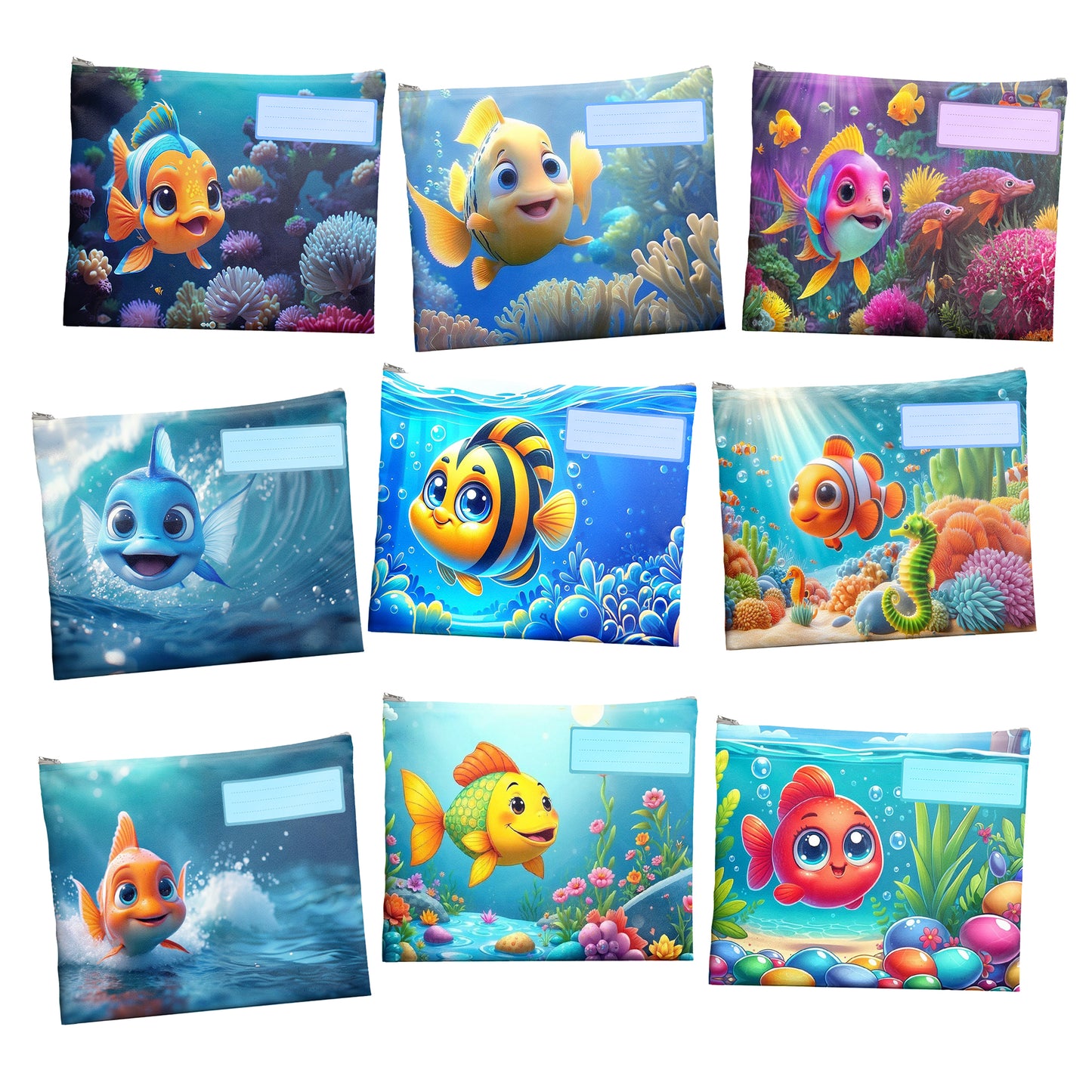 Friendly Fish Subject Savvy Book Bags Set of 9