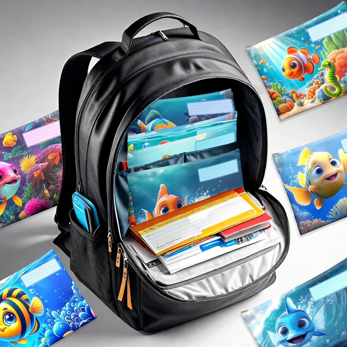 Friendly Fish Subject Savvy Book Bags Set of 9