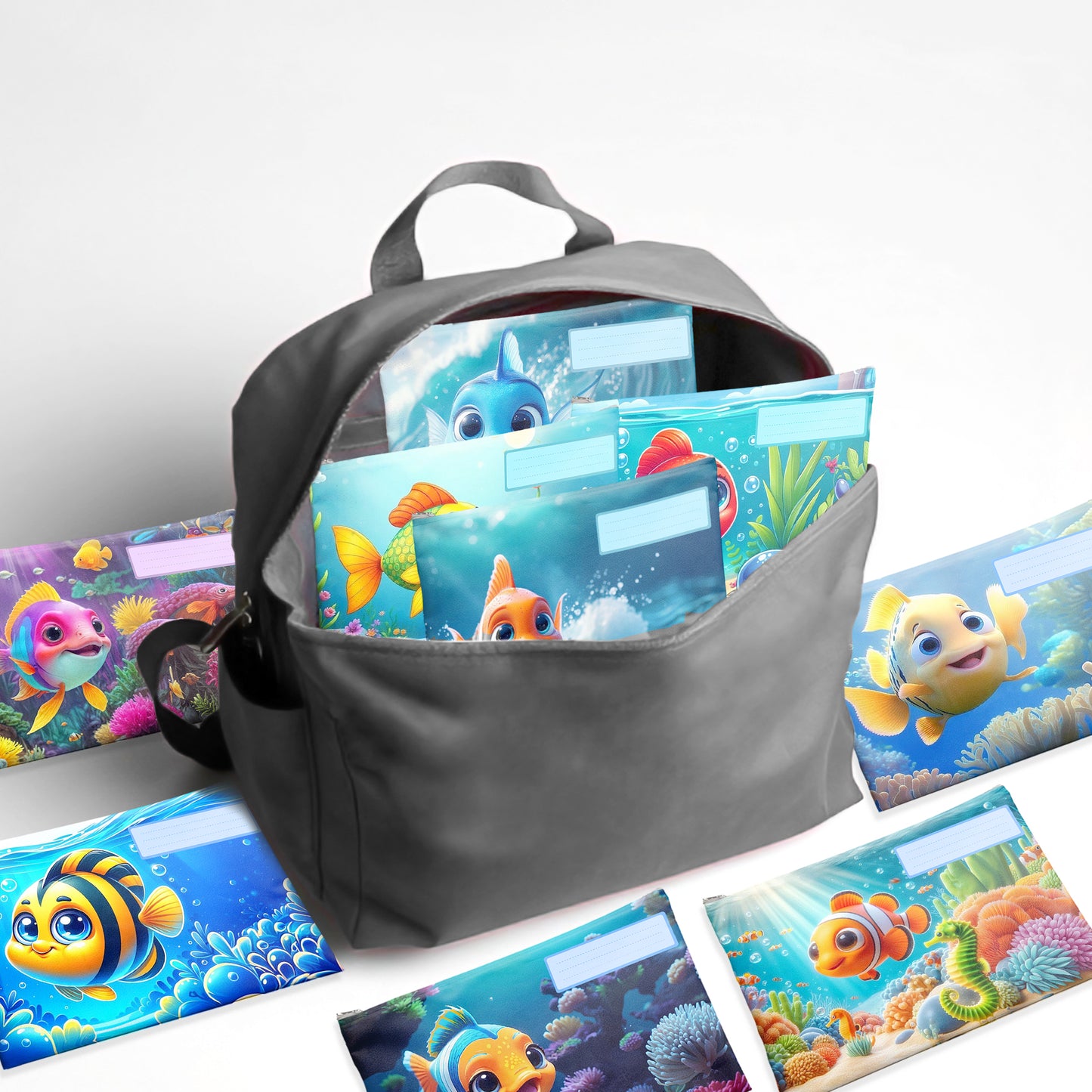 Friendly Fish Subject Savvy Book Bags Set of 9