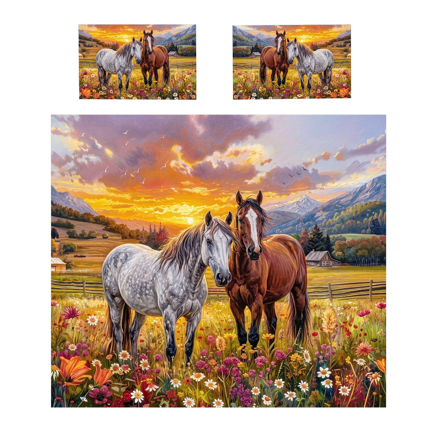 Friendly Horses Duvet Cover Set