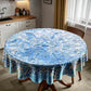 Frozen Blue Mandala Round Tablecloth