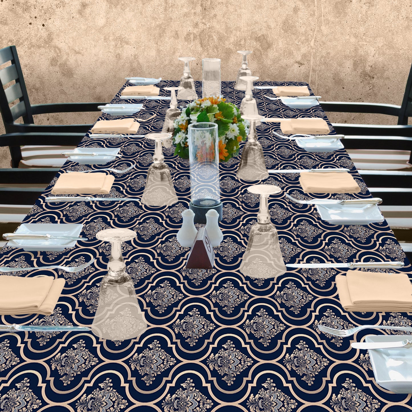 Fur Elise Pattern on Dark Background 3m Rectangle Tablecloth
