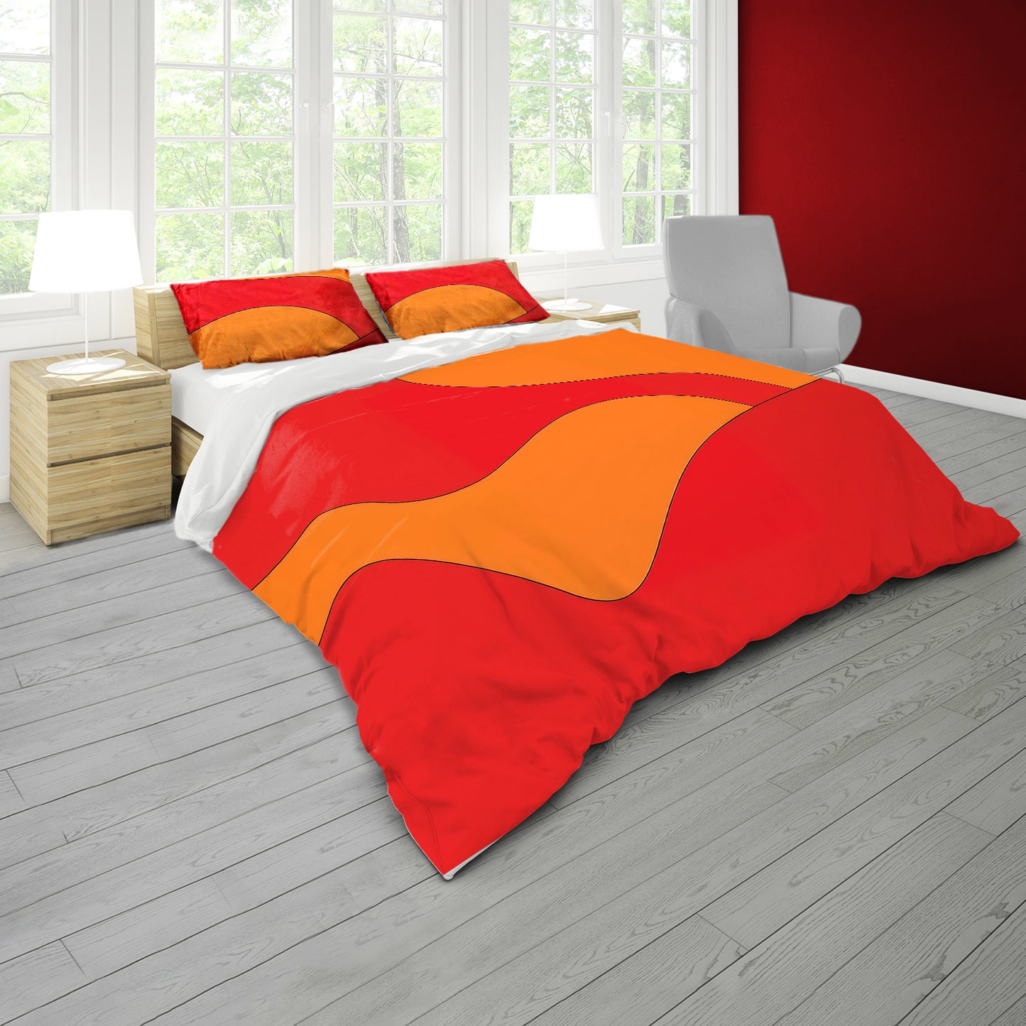 Futuristic Red Design Duvet Cover Set