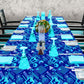 Futuristic Shapes on Blue Background 3m Rectangle Tablecloth
