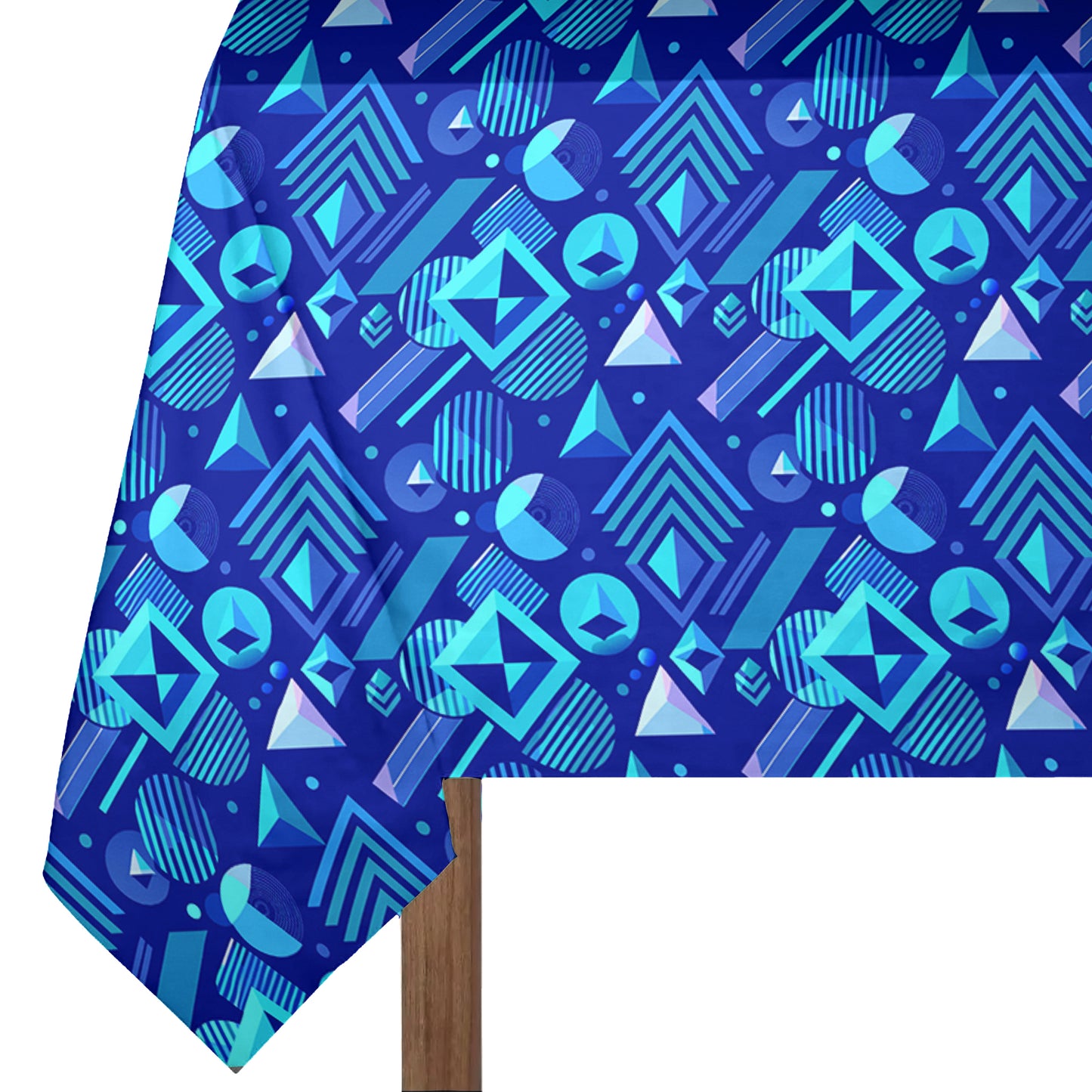 Futuristic Shapes on Blue Background 3m Rectangle Tablecloth