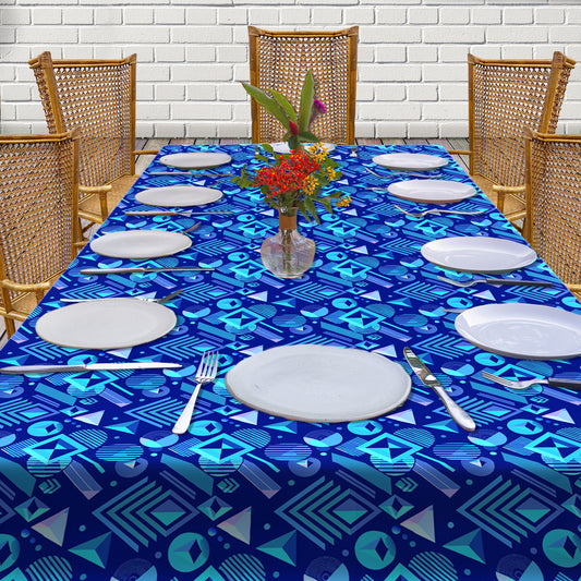Futuristic Shapes on Blue Background 3m Rectangle Tablecloth
