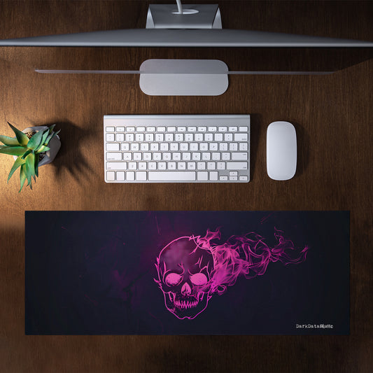 Pink Gamer Skull Flames by Wikus Schalkwyk Large Desk Pad