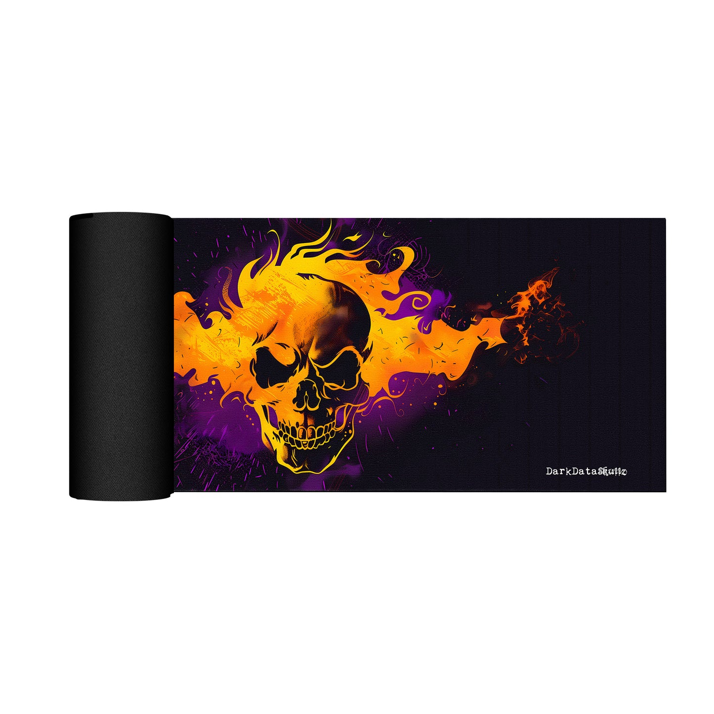 Yellow Gamer Skull Fire by Wikus Schalkwyk Large Desk Pad