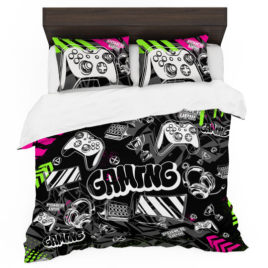 Gaming Cyber Arcade Kids Duvet Cover Set