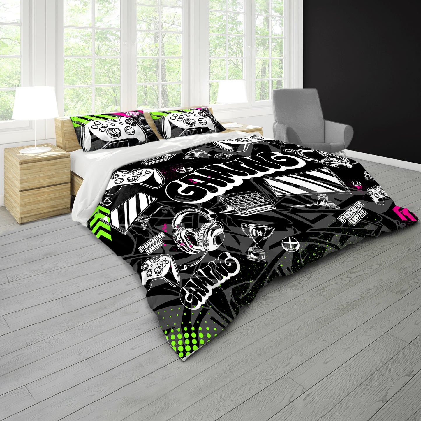 Gaming Cyber Arcade Kids Duvet Cover Set