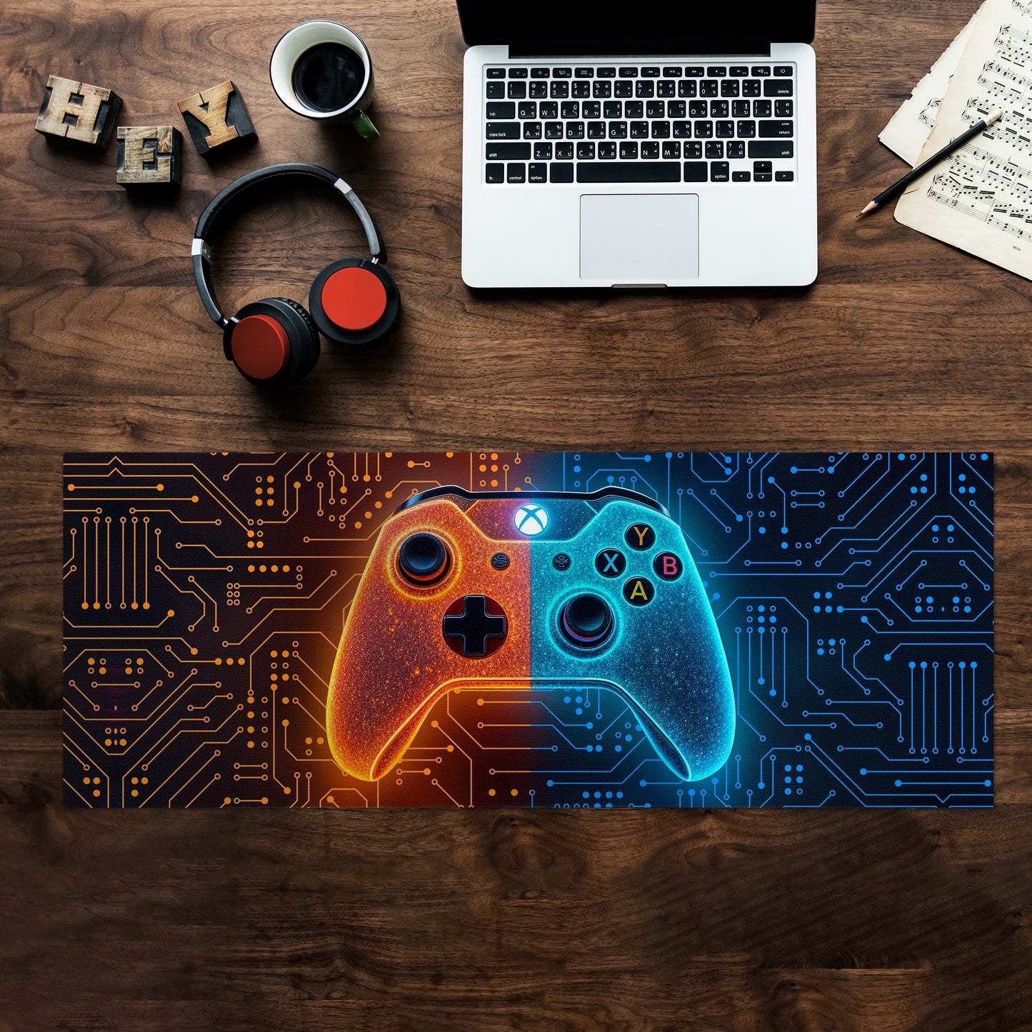 Gaming Orange & Blue Desk Pad